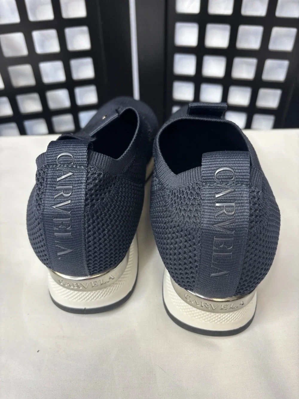 💙 Carvela Janeiro Knit Sneakers Womens US 9.5/10 Navy Chunky Sole Slip On NEW💙 - Picture 5 of 13